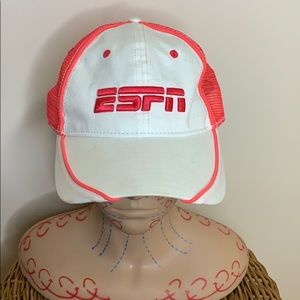ESPN | Sports White & Pink Mesh Adjustable Hat | Female Sports Feminine Girly